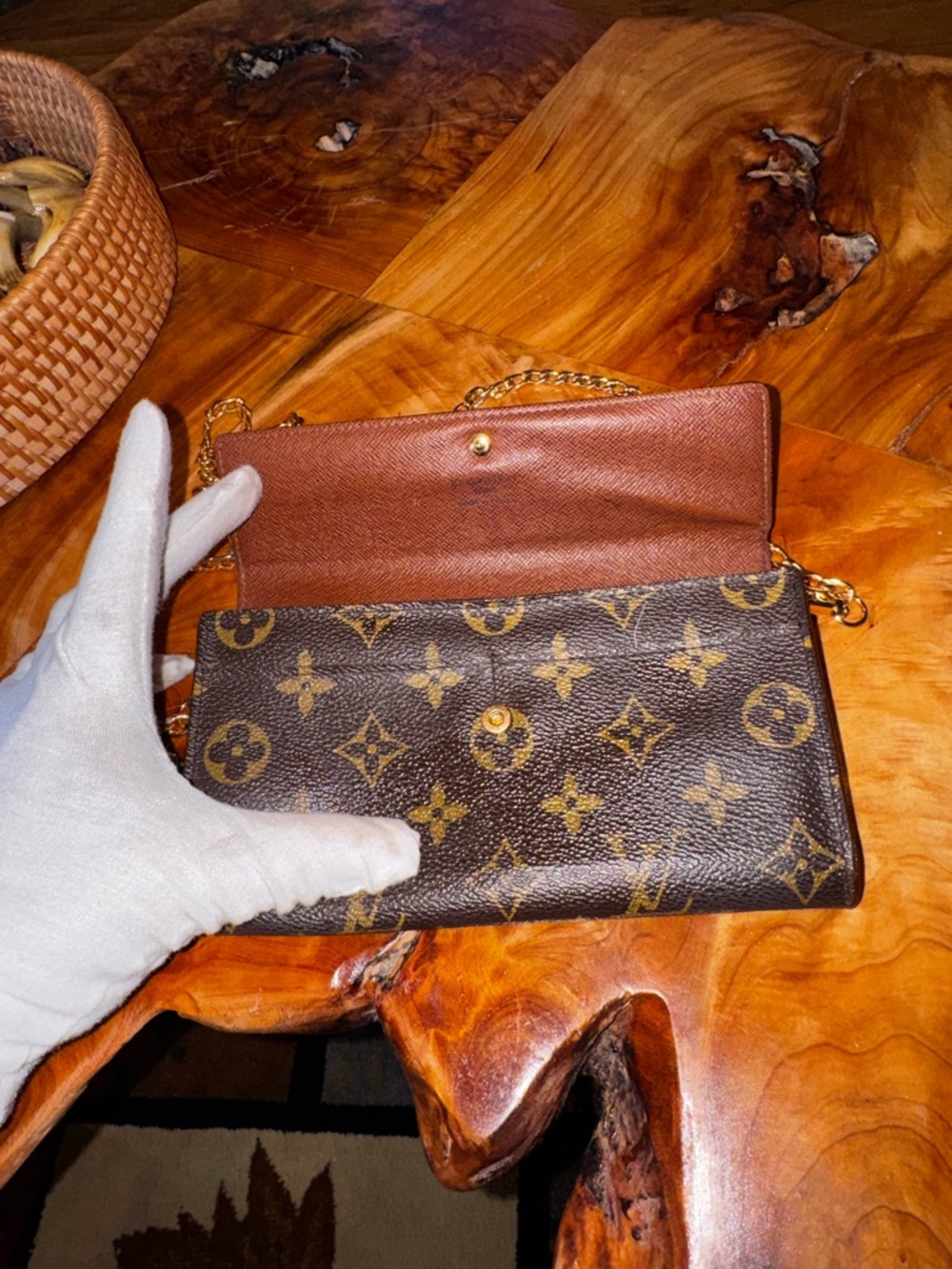 Louis Vuitton monogram long Sarah wallet brown/gold converted Crossbody 2009 - Picture 7 of 17